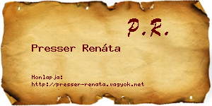 Presser Renáta névjegykártya